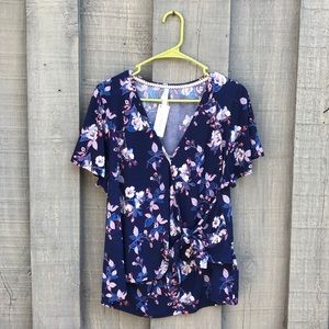 Xhilaration Floral Wrap Blouse